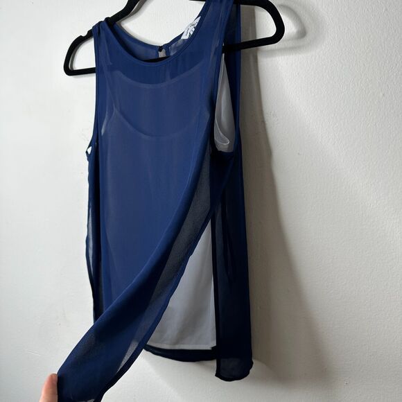Naked Zebra Flowy Sheer Blue Sleeveless Overtop With White Cami Underneath S - Picture 11 of 11